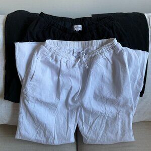 SNDYS White + Black Cotton Pants (2 Pairs)